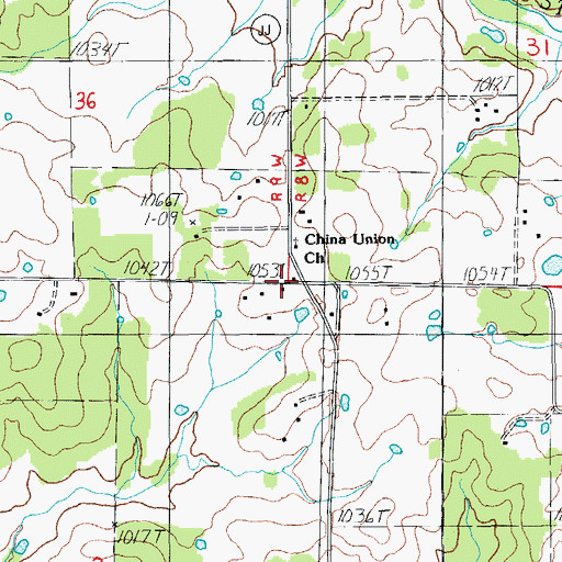 Topographic Map of China, MO