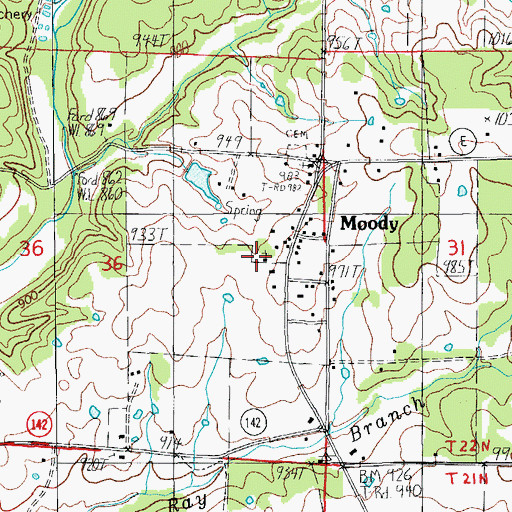 Topographic Map of Center Grove Church, MO