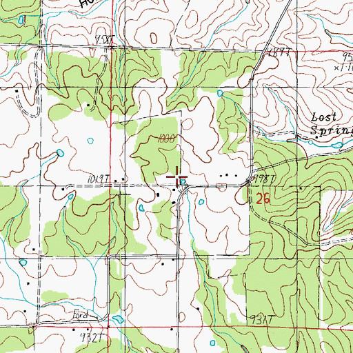 Topographic Map of Aunt Cindy Spring, MO
