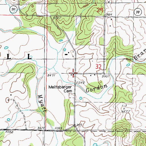 Topographic Map of Fruitville, MO