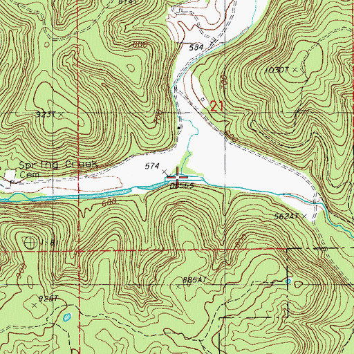 Topographic Map of Low Wassie Creek, MO