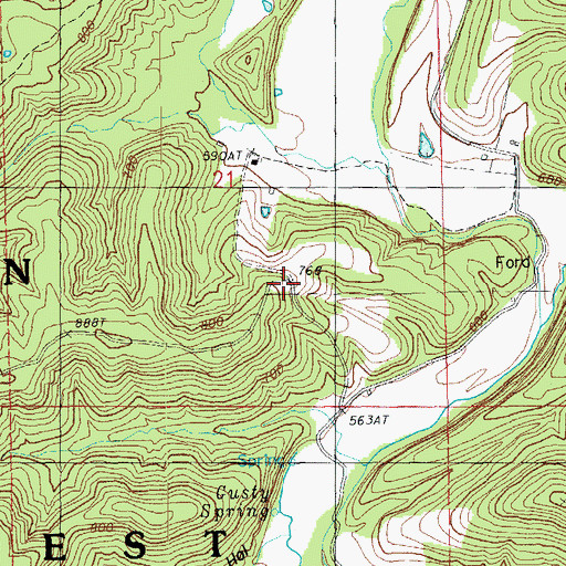Topographic Map of Ross (historical), MO
