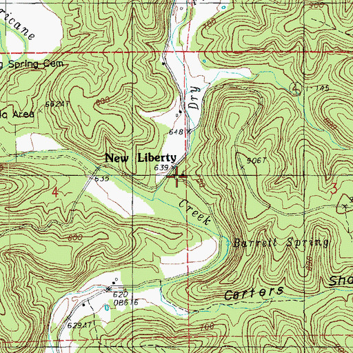Topographic Map of Liberty Church, MO
