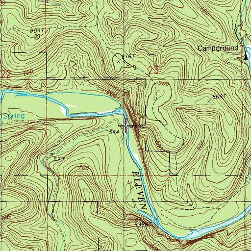 Topographic Map of Long Hollow Creek, MO