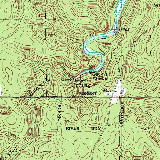 Topographic Map of Greer Mill, MO