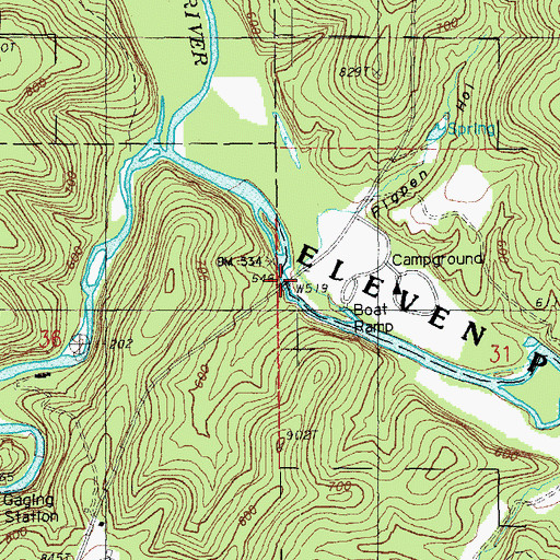 Topographic Map of Bellahs Ford, MO