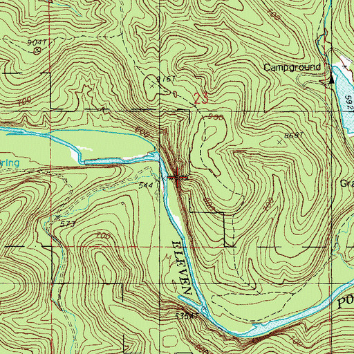 Topographic Map of Brawley Bluff, MO