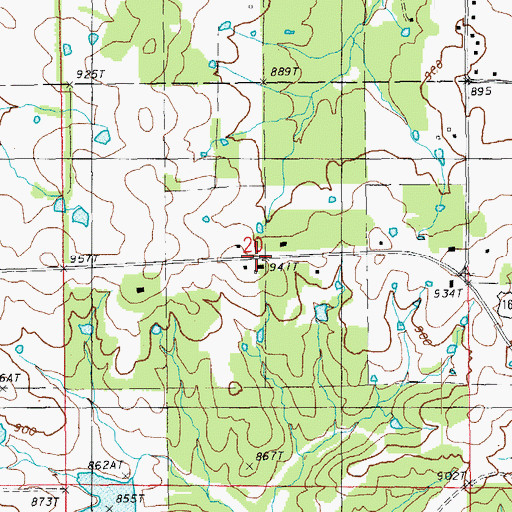 Topographic Map of Huddleston, MO