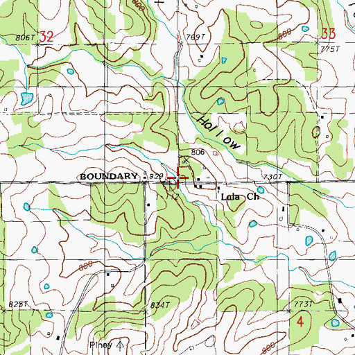 Topographic Map of Lulu, MO