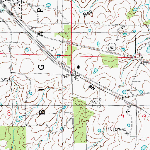 Topographic Map of Saint Elmo, MO