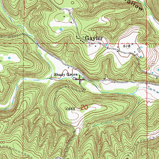 Topographic Map of Shady Grove Church, AR
