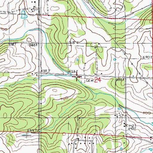 Topographic Map of Twomile Church, MO