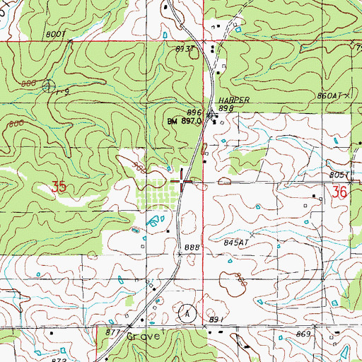 Topographic Map of Midway, MO