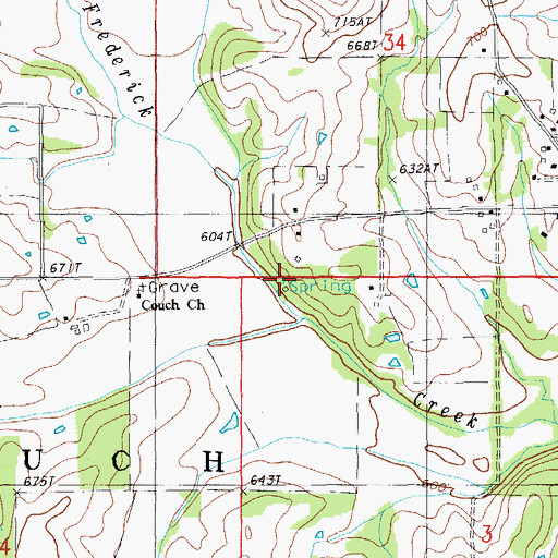 Topographic Map of Hart Spring, MO