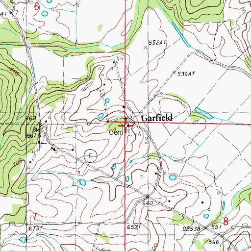 Topographic Map of Garfield Church, MO