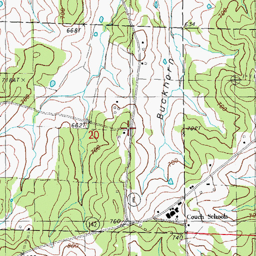 Topographic Map of Guiteau, MO