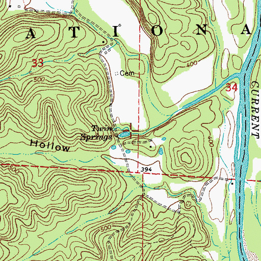 Topographic Map of Mabrey Mills, MO