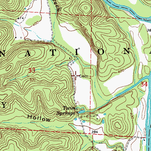 Topographic Map of Hannars Graveyard, MO