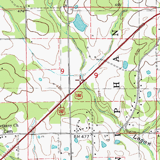 Topographic Map of Sycamore Hole (historical), MO