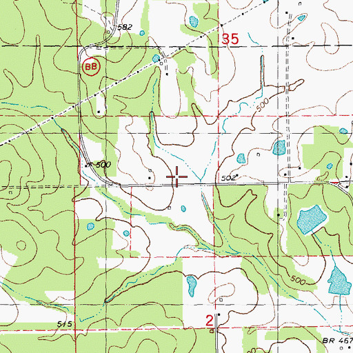 Topographic Map of Flatwoods School (historical), MO
