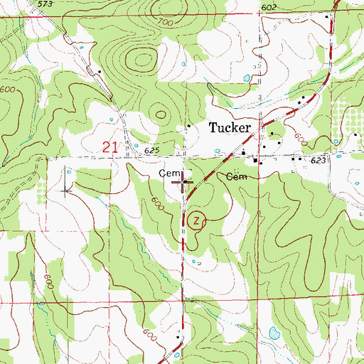 Topographic Map of Lebanon Church, MO