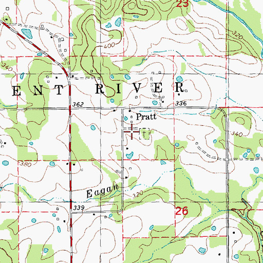 Topographic Map of Pratt Church (historical), MO