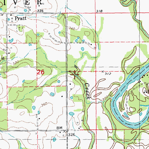 Topographic Map of Merrell Branch, MO