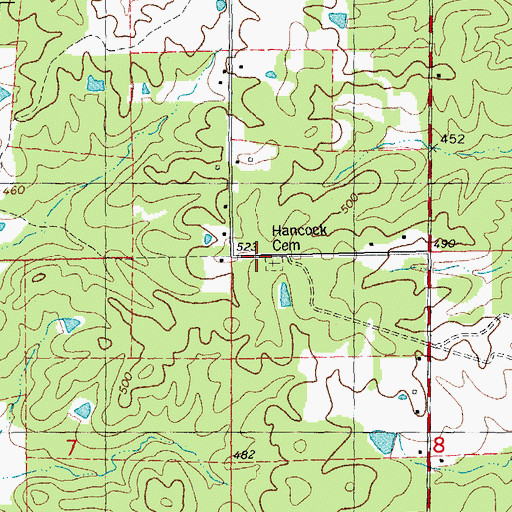 Topographic Map of Hancock School (historical), MO