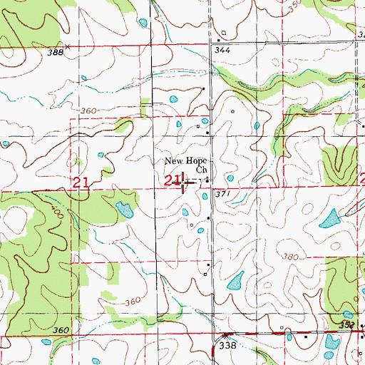 Topographic Map of New Hope Cemetery, MO