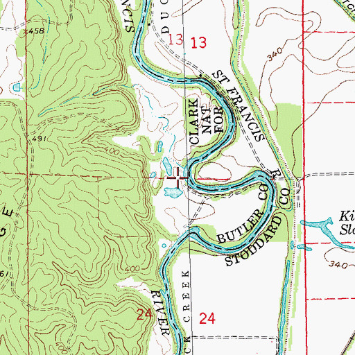 Topographic Map of Cypress Branch, MO