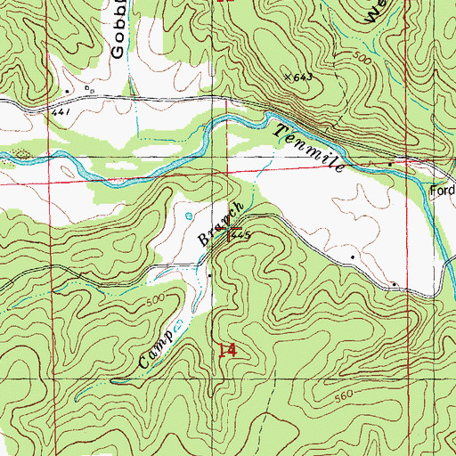 Topographic Map of Rushville Camp, MO