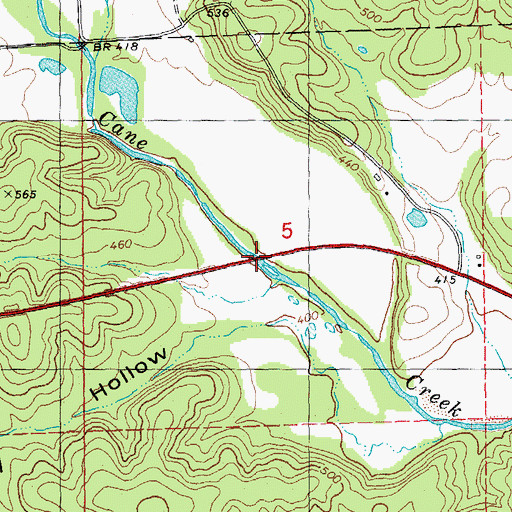 Topographic Map of Nickey Bridge, MO