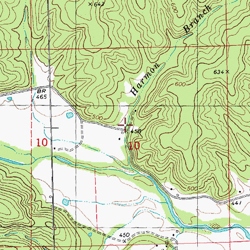 Topographic Map of Halloran, MO