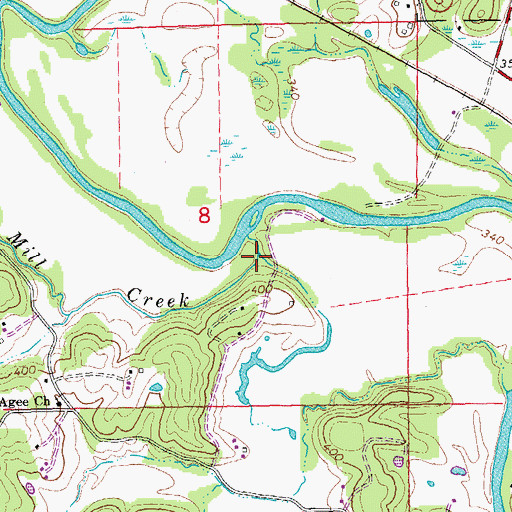 Topographic Map of Agee Creek, MO