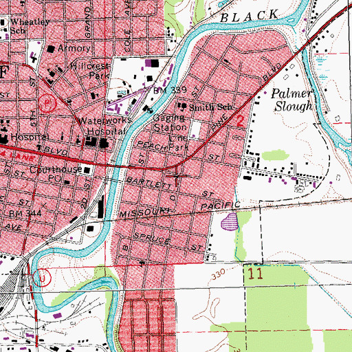 Topographic Map of Mount Olive Church, MO