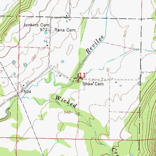 Topographic Map of Shaw Cemetery, AR