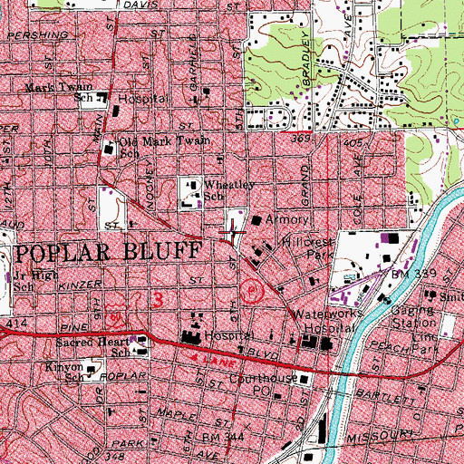 Topographic Map of Black River Seminary, MO