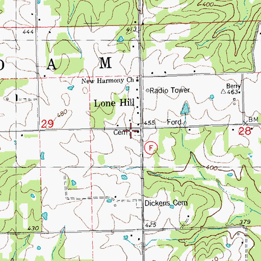 Topographic Map of Lone Hill Cemetery, MO