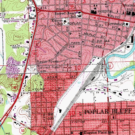 Topographic Map of Kelly Town, MO