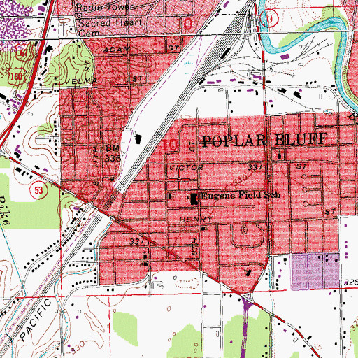 Topographic Map of Vinegar Hill, MO