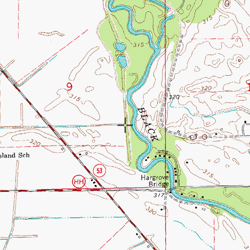 Topographic Map of Cross Slough, MO
