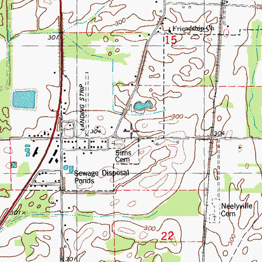 Topographic Map of Lutz Cemetery, MO