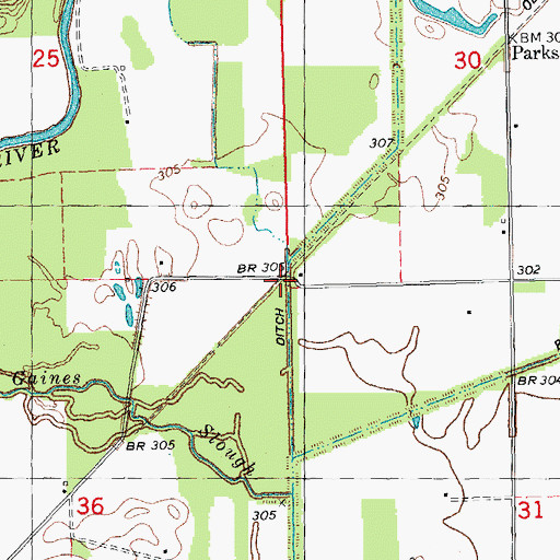Topographic Map of Gaines Switch, MO