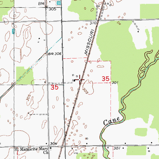 Topographic Map of Walsh, MO