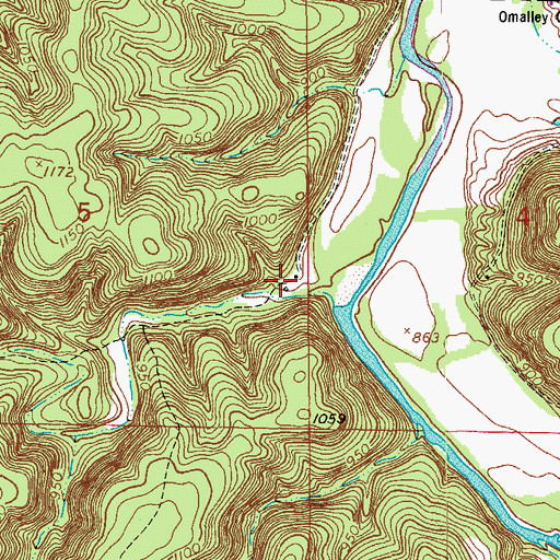 Topographic Map of Edanville, MO