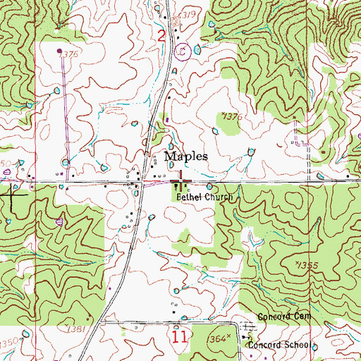 Topographic Map of Bethel School (historical), MO