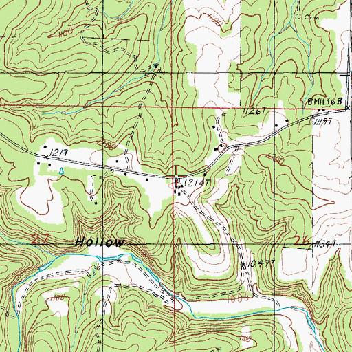 Topographic Map of Ellsworth, MO
