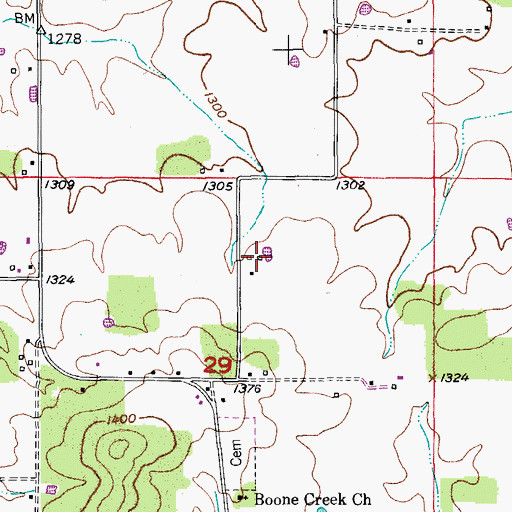 Topographic Map of Cavanass School (historical), MO