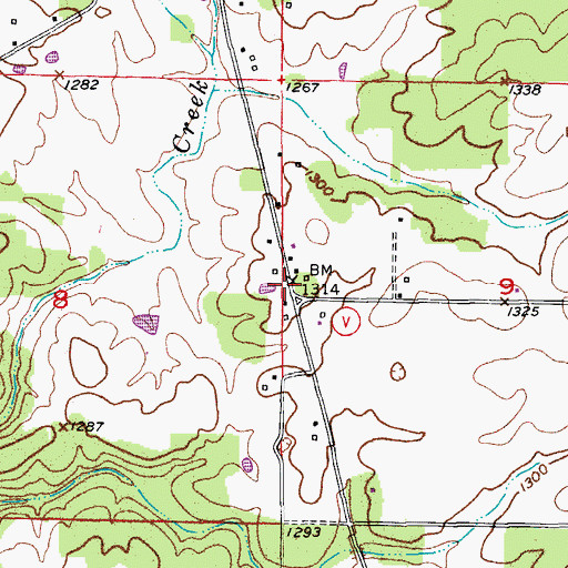 Topographic Map of Mahan, MO