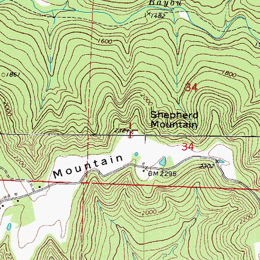 Topographic Map of Shepherd Mountain, AR